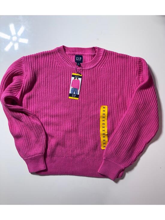 GAP Sweaters - GAP Women’s Pink Ribbed Crewneck Sweater Size M Cotton Knit Pullover New